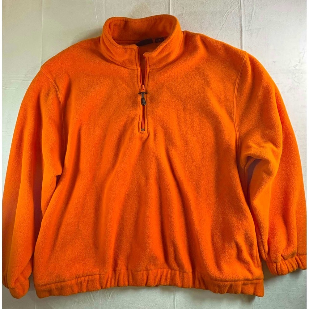 Saddlebred Mens XL Orange Fleece Quarter Zip Pullover Sweatshirt Mock Neck